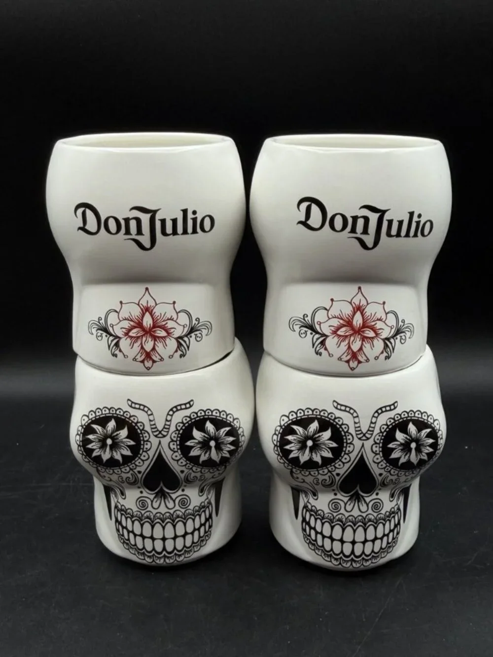 Don Julio Tequila Sugar Skull Mugs Cups Ceramic Day Of The Dead LOT 4